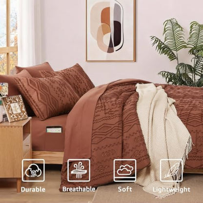 Queen Size Comforter Set- 7 Pieces Tufted Bed in a Bag Queen Bedding Sets