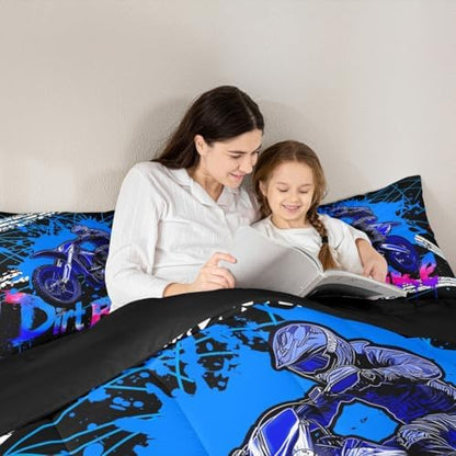 Feelyou Racing Motocross Rider Kids Bedding Set Boys Girls Twin Size