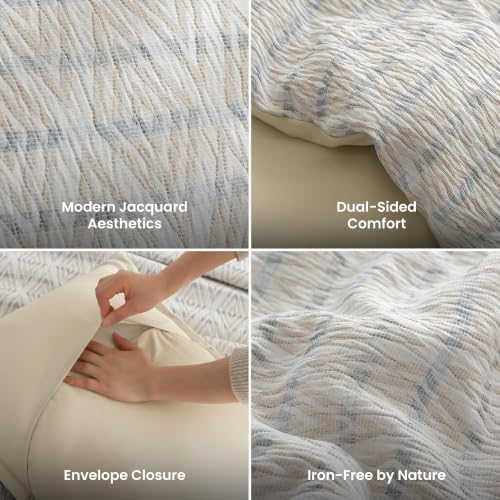 SLEEP ZONE Comforters Full Set, Modern Boho Bedding Set Beige 3 Pcs
