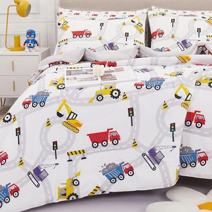 Viviland Kids Twin Bedding Sets, Boys Comforter, White Car