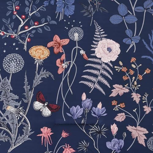 Yiran Twin Comforter Set Floral, Navy Blue 5 Piece Bed in a Bag Bedding Set Lightweight Comforters with Flowers for Women Girls, Soft Breathable Botanical Complete Set with Sheets for All Season