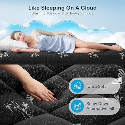 Waterproof Full Size Mattress Topper Viscose Derived from Bamboo, Extra Thick Mattress Pad for Back Pain, Cooling Mattress Topper with Deep Pocket 8"-21",Gray,Full