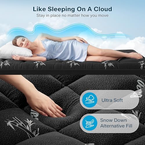 Waterproof King Size Mattress Topper Viscose Derived from Bamboo, Extra Thick Mattress Pad for Back Pain, Cooling Mattress Topper with Deep Pocket 8"-21", Gray,King