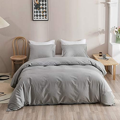 Wellboo Light Grey Comforter Sets Twin Size Men Boys Silver Gray Bedding