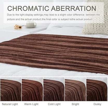 Chenille Throw Blanket for Couch 50" x 60", Dark Brown