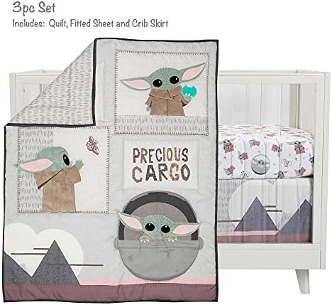Lambs & Ivy Star Wars The Child Baby Yoda Nursery 3-Piece Baby Crib Bedding Set