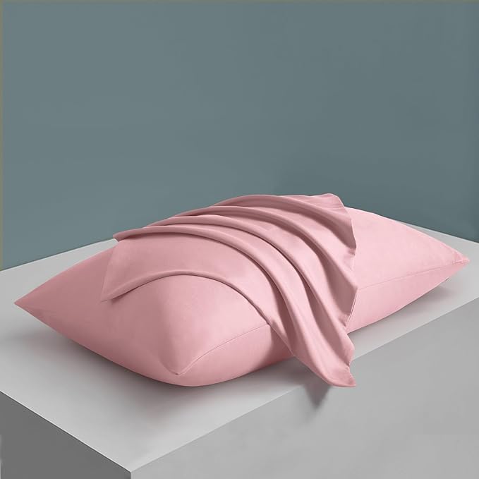 MILVOWOC 2Pcs Brushed Microfiber Queen Pillowcases - 20 x 30 Inch, Dusty Pink Pillow Case Set Non Slip Envelope Pillow Cover with Moisture Absorption and Anti-Wrinkle