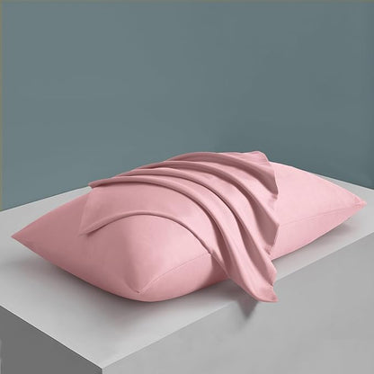 MILVOWOC 2Pcs Brushed Microfiber Queen Pillowcases - 20 x 30 Inch, Dusty Pink Pillow Case Set Non Slip Envelope Pillow Cover with Moisture Absorption and Anti-Wrinkle