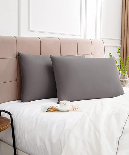 Warmstar Cotton Pillow Cases Standard Size Set of 2, 600 Thread Count Pillowcases 20x26 Inches, Soft Long Staple Cotton Pillowcases Breathable with Envelope Closure,Dark Grey