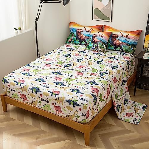 ADASMILE A & S Dinosaur Comforter Sets 6 Piece Full Bedding Sets for Boys