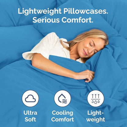 Body Pillowcases Set of 4-20x54 Long Body Pillow Case - Soft Body Pillow Cover for Sleeping & Side Sleepers - Comfy, Breathable & Fade Free - Machine Washable w/Envelope Enclosure - (Denim Blue)