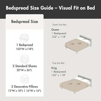Madison Park Bellagio Reversible Quilted Bedspread Set, Solid Reverse Summer Breathable, Lightweight All Season Bedding Layer, Matching Shams, Bedspread Queen(102"x118"), Brown 5 Piece
