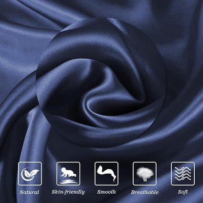 Ravmix Silk Pillow Cases with Zipper, 21momme Mulberry Silk Pillowcase for Hair Skin Health, Soft Smooth Breathable Cool Pillow Cover for Beauty Sleep with Gift Box 1PC(Standard 20"x26", Navy Blue)