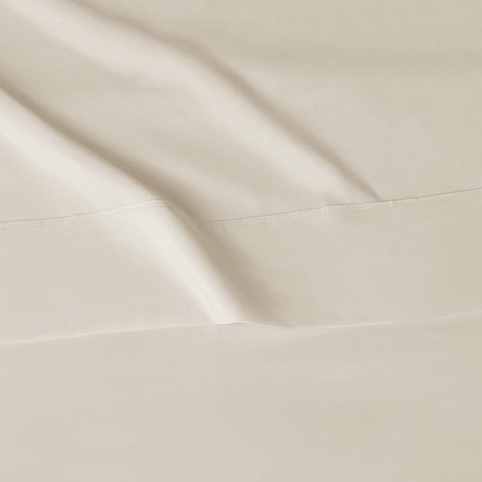 Amazon Basics Lightweight Super Soft Easy Care Wrinkle Free Breathable Brushed Microfiber 3-Piece Bed Sheet Set with 14-Inch Deep Pockets, Twin, Beige, Solid