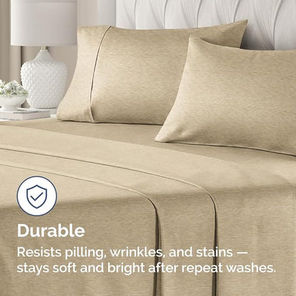 Queen Pillow Cases Set of 2 - Ultra Soft Hotel Quality Pillowcase Covers - Comfy, Cozy & Wrinkle Free - Shrinkage and Fade Resistant - Machine Washable Pillow Protectors - 2 Piece Set - Heathered Tan
