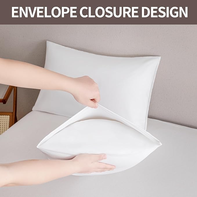 MINIPANDA White Pillow Cases Set of 4 Queen Size - Super Soft, Smooth and Breathable Pillow Cases Queen- Envelope Design - Machine Washable Lightweight (20X30 Inches (4 Piece))