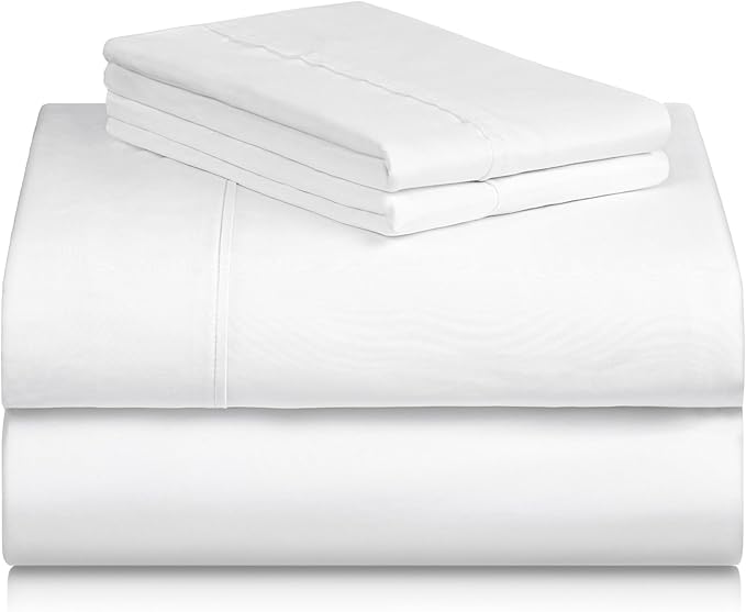 LuxClub 4 PC King Size Sheet Set Bed Sheets Deep Pockets 18" Wrinkle Free Cooling Bed Sheets Machine Washable Hotel Bedding Silky Soft - White King