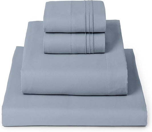 Mellanni Twin XL Sheet Set - 4-Piece Iconic Collection Bedding, (Including 2 Pillowcases), 16-Inch Deep Pocket, Easy Care, Extra Soft, Cooling Sheets, Brushed Microfiber - Blue Hydrangea