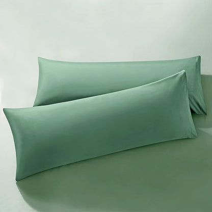 MILVOWOC 2Pcs Brushed Microfiber Body Pillowcases - 20 x 55 Inch, Dark Green Pillow Case Set Non Slip Envelope Pillow Cover with Moisture Absorption and Anti-Wrinkle