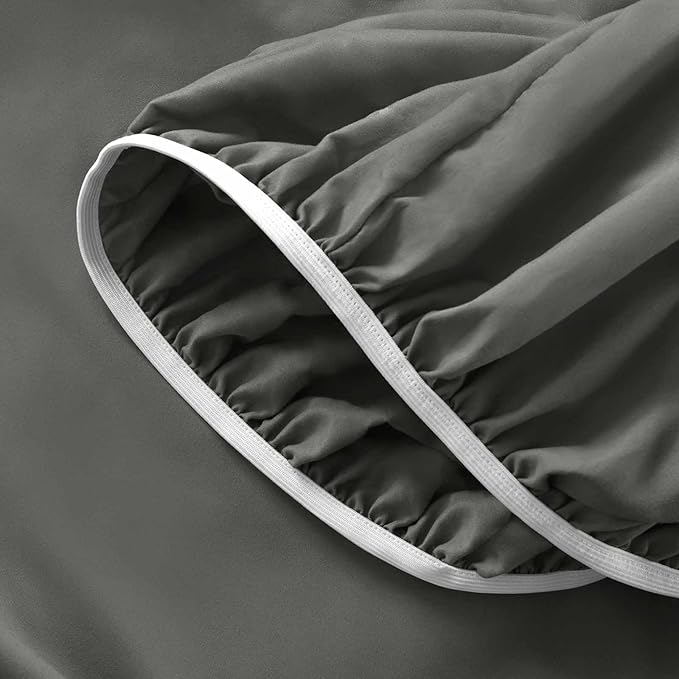 SiinvdaBZX Split Top King Fitted Sheet Only for Adjustable Bed, Ultra-Soft Microfiber 34 Inch Top Split Head Sheets Half Split King Bottom Sheet, Fits 14" -16" Deep Pocket, Charcoal Black