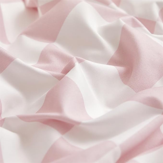 Houseri White and Pink Comforter Set Queen Plaid Baby Pink Checkerboard Comforter Bedding Sets Queen Size Girls Women Elegant Light Pink Grid Buffalo Checkered Bed Comforter Comfy Soft Pale Pink Queen