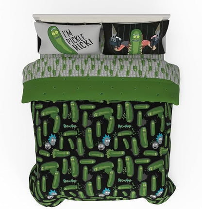 Rick & Morty Bedding 7 Piece Super Soft Cozy Reversible Comforter and Sheet Set with Sham, Full, (Officially Licensed Product) By Franco
