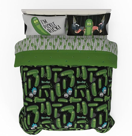 Rick & Morty Bedding 7 Piece Super Soft Cozy Reversible Comforter and Sheet Set with Sham, Full, (Officially Licensed Product) By Franco