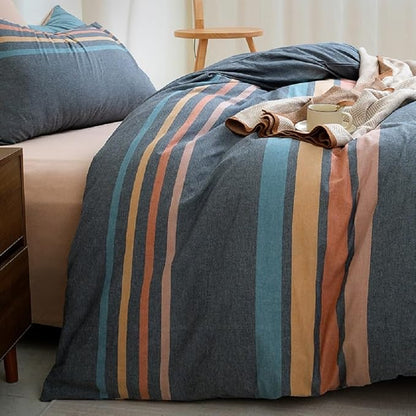 LifeTB Striped Comforter Set Queen Size Multi-Colored Stripes Pattern Comforter Fluffy Bed Set 3 Pieces Lightweight Bedding Comforter Modern Soft Patchwork Stripe Comforter Set with 2 Pillowcases