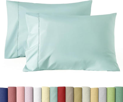 WINLIFE 100% Cotton Pillow Cases Standard Set of 2, Pillowcases Standard Size Long Staple Cotton, 20×26 inches, Cooling, Breathable & Soft Pillowcase Covers, Sky Blue