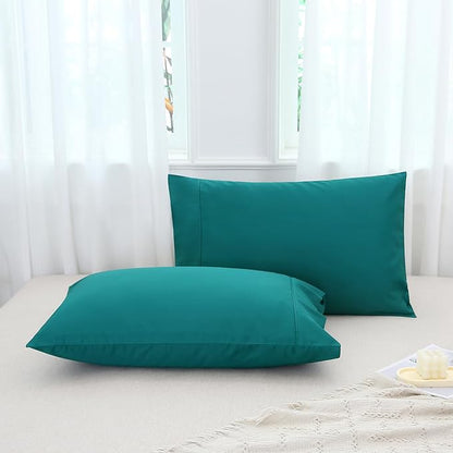 WINLIFE King Pillowcases Set of 2, 100% Cotton King Pillow Cases 2, 20×36 inches Envelope Closure, Soft and Breathable Pillow Cover, Dark Teal