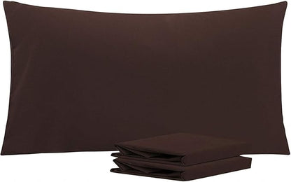 NTBAY King Pillowcase Set - 2 Pack Brushed Microfiber 20x40 Pillowcases - Soft, Wrinkle-Free, Fade-Resistant, Stain-Resistant, Dark Brown Pillowcases with Envelope Closure - 20x40 Inches, Dark Brown