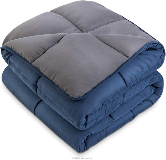 Linenspa Reversible Down Alternative Comforter and Duvet Insert, California King – All-Season Comforter with Box Stitch and 8 Duvet Loops – Bedding for Kids, Teens, and Adults – Navy / Graphite