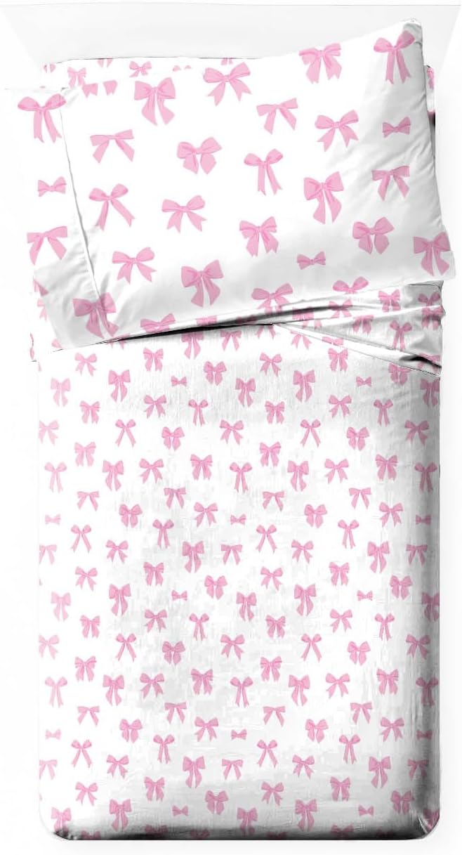 Jay Franco Kids Comforter Set Includes Sheets and Pillow Covers - Soft and Cozy Bed Set for Stylish Room Decor, Pink - Cowgirl Boots & Bows 4 Piece Toddler Size Bedding