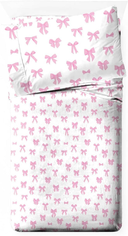Jay Franco Kids Comforter Set Includes Sheets and Pillow Covers - Soft and Cozy Bed Set for Stylish Room Decor, Pink - Cowgirl Boots & Bows 4 Piece Toddler Size Bedding