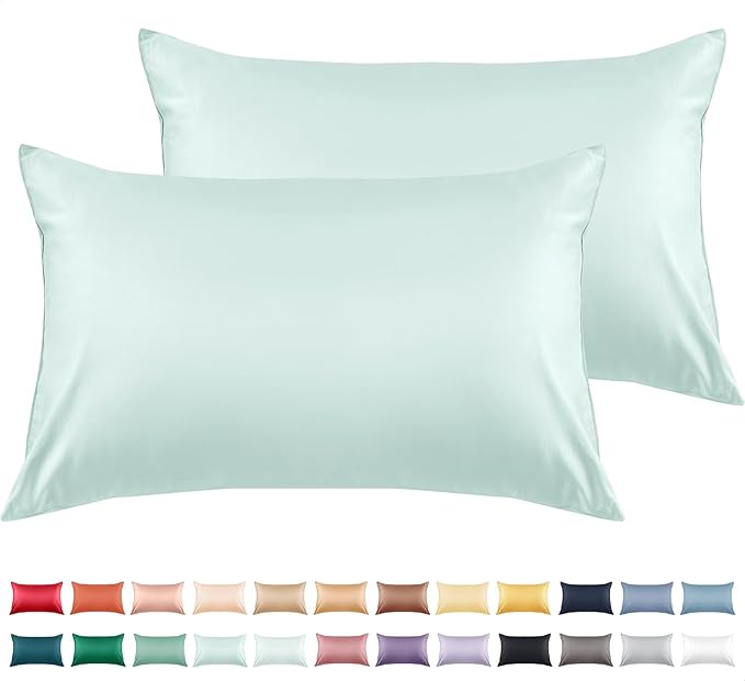 Warmstar Cotton Pillow Cases Standard Size Set of 2, 600 Thread Count Pillowcases 20x26 Inches, Soft Long Staple Cotton Pillowcases Breathable with Envelope Closure,Lagoon
