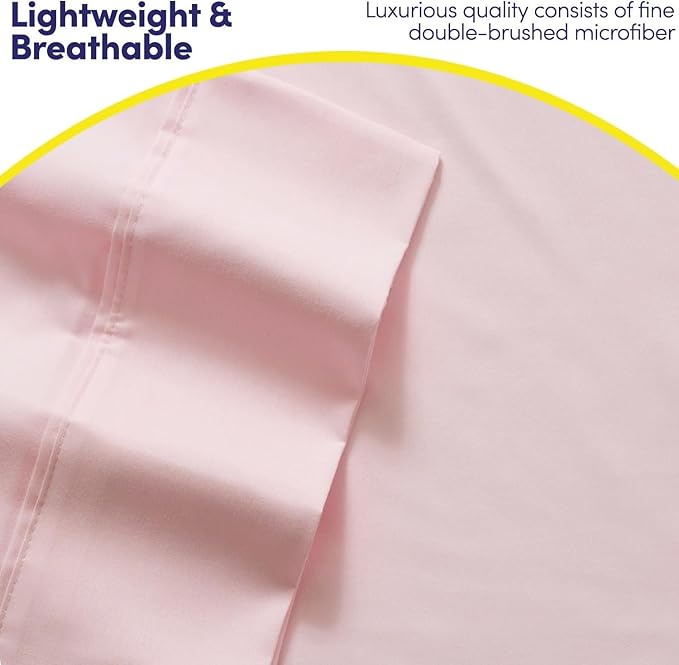 Twin Size Bed Sheets - 4 Piece 1500 Supreme Collection Fine Brushed Microfiber Deep Pocket Twin Sheet Set Bedding - 1 EXTRA PILLOW CASES, GREAT VALUE, Twin, Pale Pink