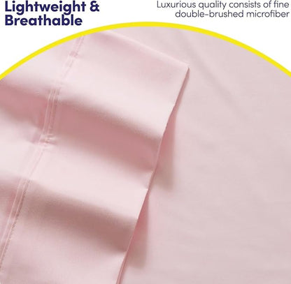 Cal King Size Bed Sheets - 6 Piece 1500 Supreme Collection Fine Brushed Microfiber Deep Pocket California King Sheet Set Bedding - 2 Extra Pillow Cases, Great Value, California King, Pale Pink