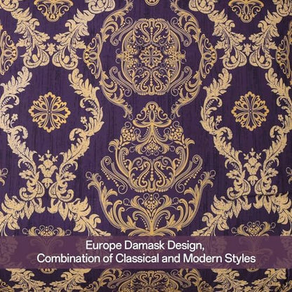 WONGS BEDDING Purple Comforter Set Queen Size,Damask Texture 7 Pieces Bed in a Bag Microfiber Comforter Bedding Sets -1 Comforter, 1 Flat Sheet, 1 Fitted Sheet, 2 Pillow Shams, 2 Pillowcases