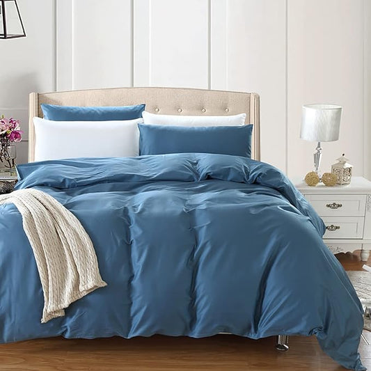 KAREVER Blue Comforter Set Queen Bedding Set Women Soft Bed Comforter Set Breathable Blanket Men Lake Blue Lightweight Quilts Set Queen Size