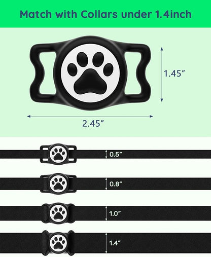 IP68 Waterproof Dog AirTag Holder for Dog Collar, Soft, Stretchy Silicone | Full-Body Protection, Easy Tool-Free Installation, Quiet, No-Dangle Fit, Lightweight, Fits Dog & Cat Collars of All Widths