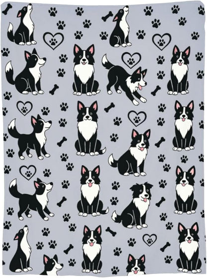 Border Collie Blanket Super Soft Warm Fluffy Fleece Flannel Dog Throw Blanket Cozy Fuzzy Plush Stuff Bedding Blankets Gifts for Women Kids Boys Girls Adults 60"X50"