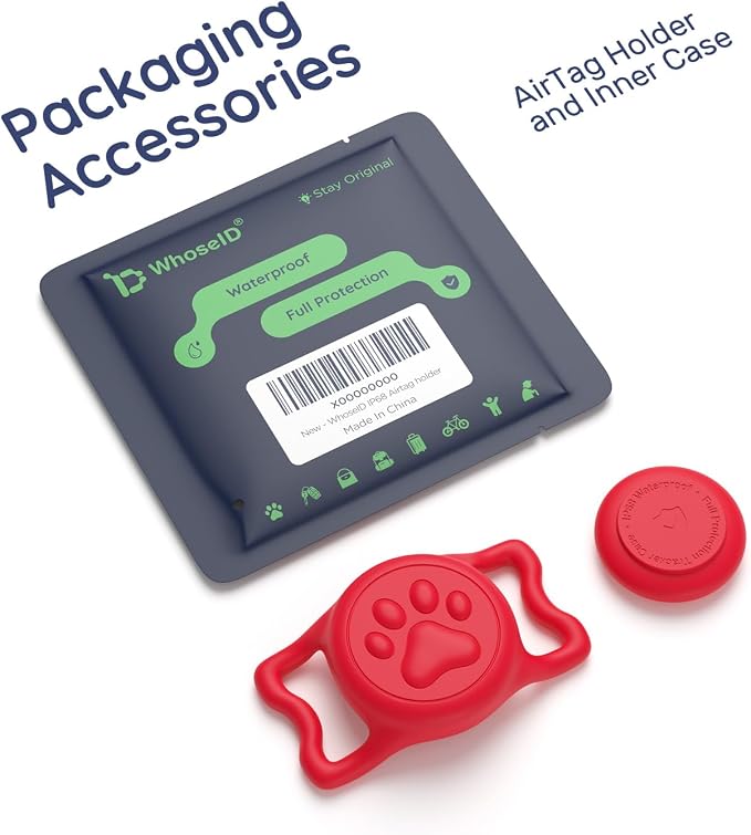 IP68 Waterproof Dog AirTag Holder for Dog Collar, Soft, Stretchy Silicone | Full-Body Protection, Easy Tool-Free Installation, Quiet, No-Dangle Fit, Lightweight, Fits Dog & Cat Collars of All Widths
