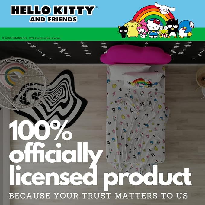 Collectibles Hello Kitty & Friends Bedding Super Soft Cozy Cotton 3 Piece Twin Sheet Set, (Officially Licensed Product) By Franco