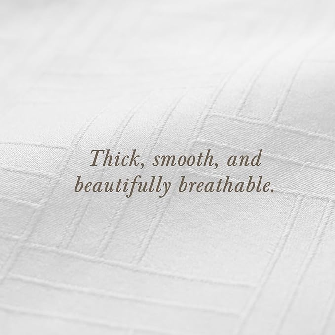 Threadmill Luxury 100% Cotton King Size Sheets Set- 800 Thread Count Jacquard Celine Hotel White, Better Than Egyptian Cotton,4 Pc Striped Bed Set, Damask Bed Sheets with 16" Deep Pocket
