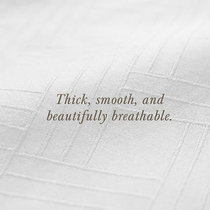 Threadmill Luxury 100% Cotton King Size Sheets Set- 800 Thread Count Jacquard Celine Hotel White, Better Than Egyptian Cotton,4 Pc Striped Bed Set, Damask Bed Sheets with 16" Deep Pocket