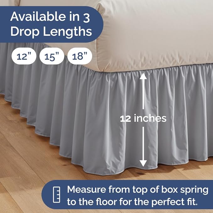 Bedskirt Full Size Ruffle - 12 inch Drop Dust Ruffle Bed Skirt with Platform - Soft, Easy Fit, Premium Hotel Quality - Wrinkle, Fade & Shrink Resistant - for Women, Men, Kids and Teens - Steel Blue