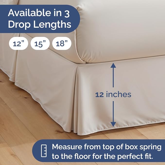 Pleated Bed Skirt Full Size - 3 Sided Pleated Bed Skirt Full - Ultra-Soft, Easy Fit with 12 Inch Tailored Drop - Hotel Quality, Wrinkle Free & Fade Resistant - for Women, Men, Kids and Teens - White