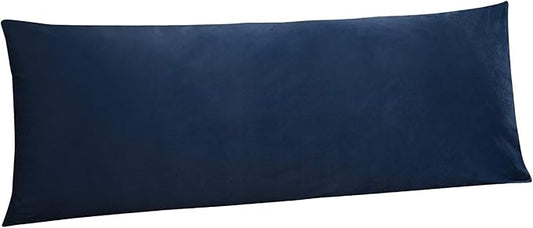 NTBAY 1 Pack Zippered Velvet Body Pillow Cover, Super Soft and Cozy Luxury Fuzzy Flannel 20x54 Long Pillowcase with Zipper, 20x54 Inches, Navy Blue