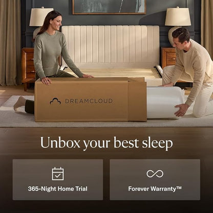 DreamCloud Premier 13" Full Mattress - Luxury Hybrid Gel Memory Foam - 365 Night Trial - Back Pain Relief - Fiberglass Free - Forever Warranty - Mattress in a Box - CertiPUR-US Certified