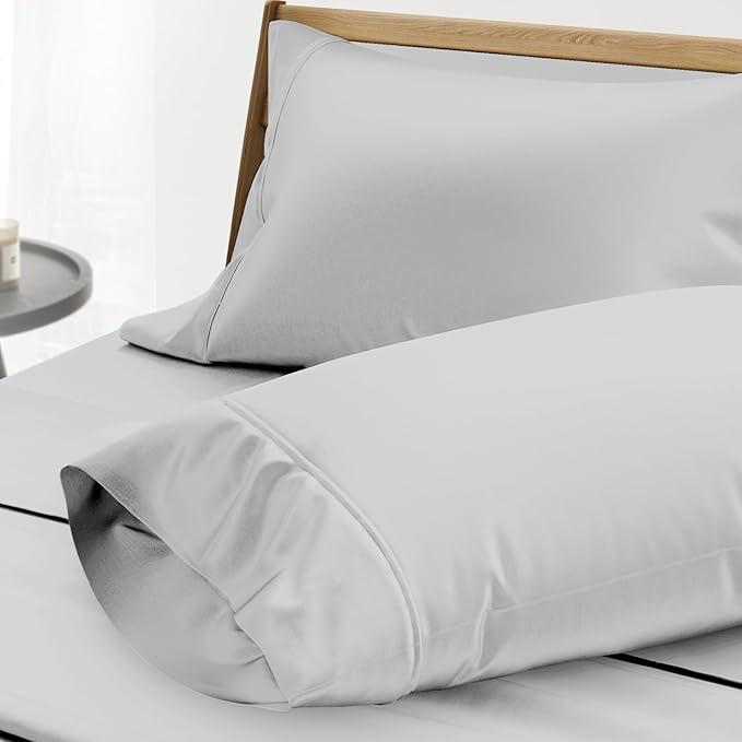 Thread Spread 100% Egyptian Cotton Pillow Cases Queen Size Set of 2 - Luxury 1000 Series Paradise Collection Queen Pillow Cases (Silver Grey), Soft Cooling Sateen Hotel Egyptian Cotton Pillowcases